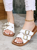 Double Buckle Slide Sandals