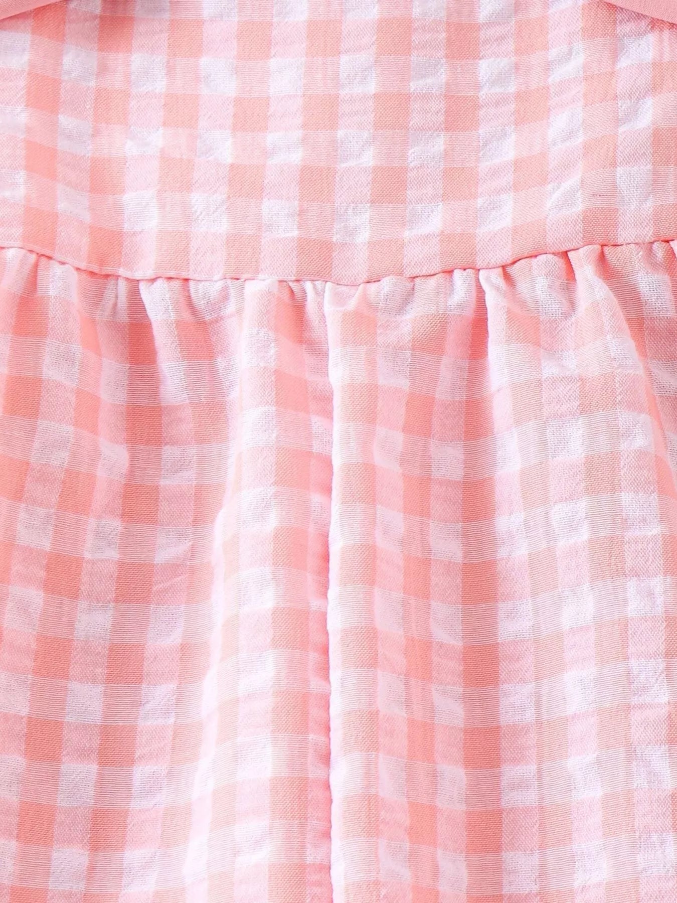 Children's Bow Plaid Wide Strap Jumpsuit