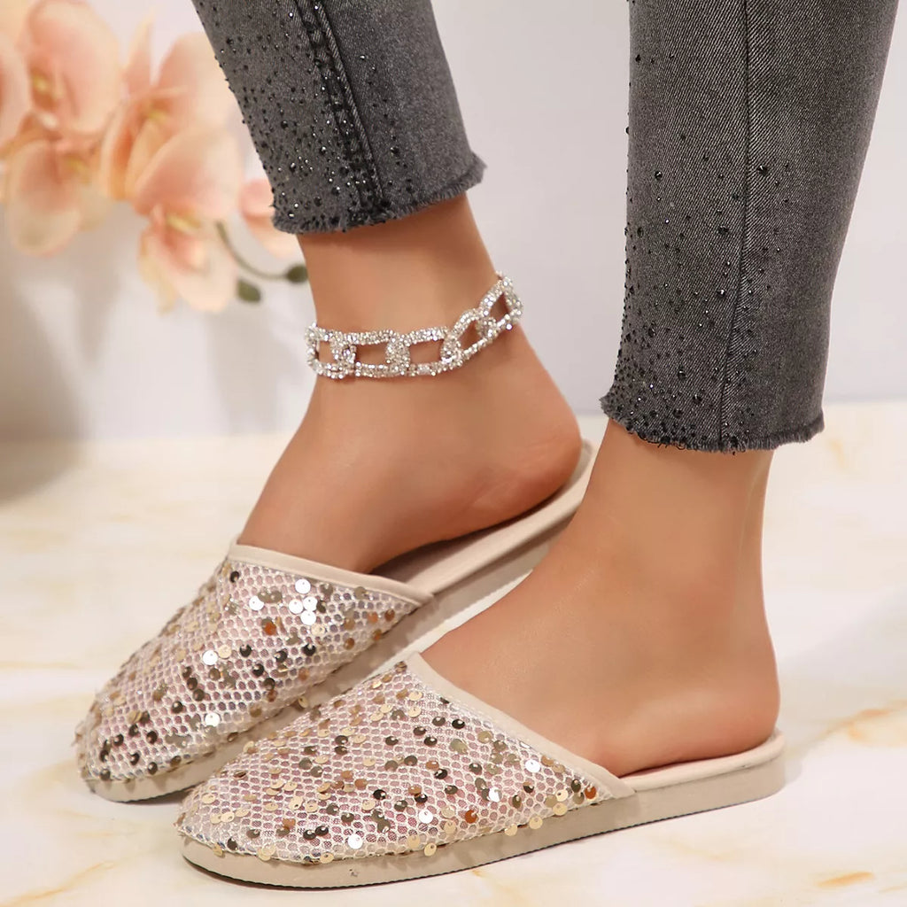 Round Toe Sequin Sandals