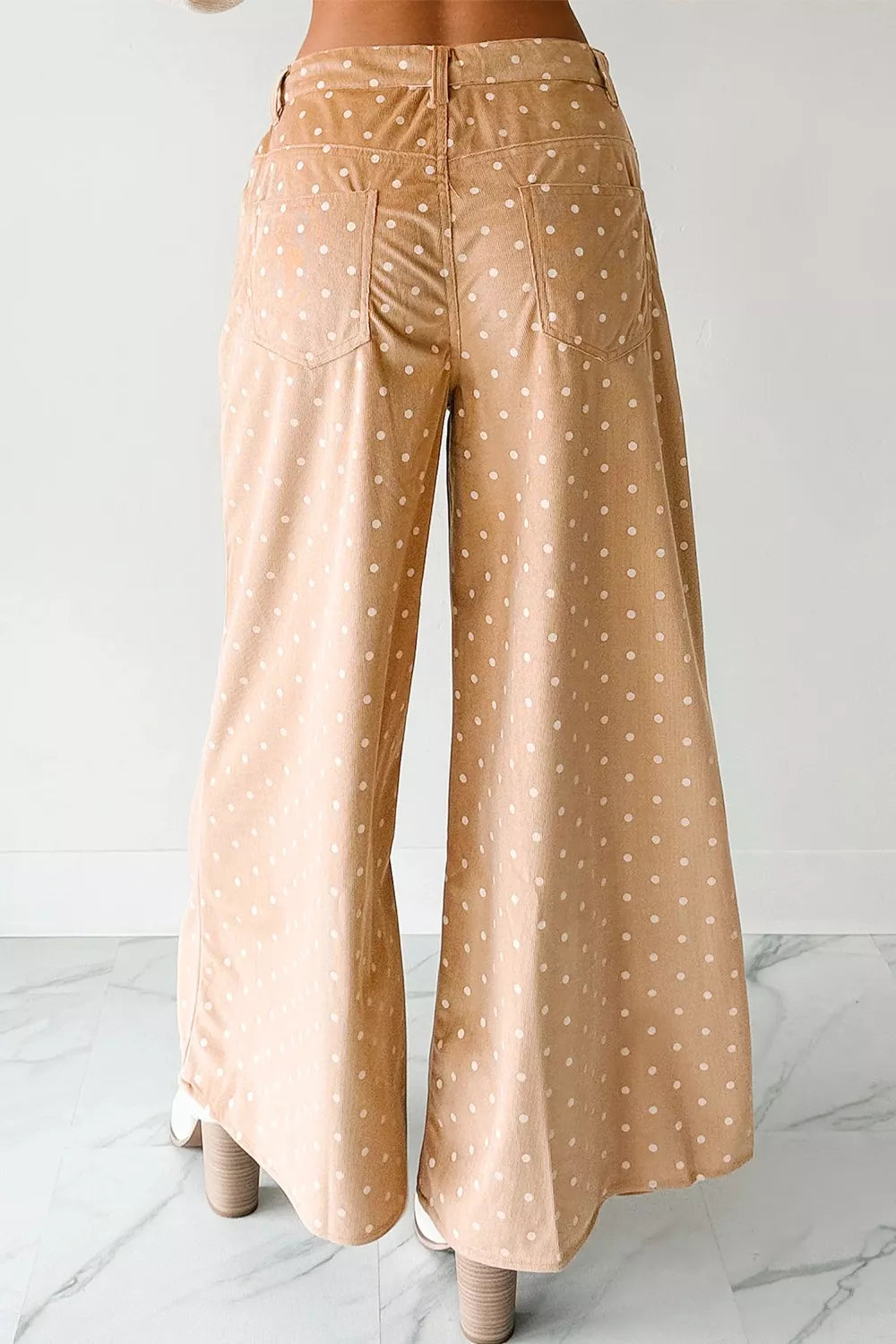 Polka Dot Print Drawstring Wide Leg Pants