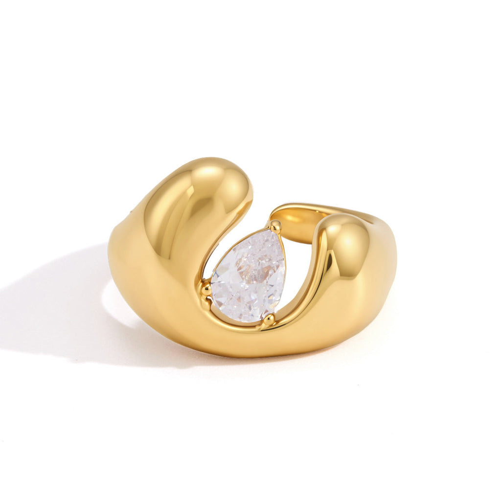 Horseshoe Zircon Open Ring