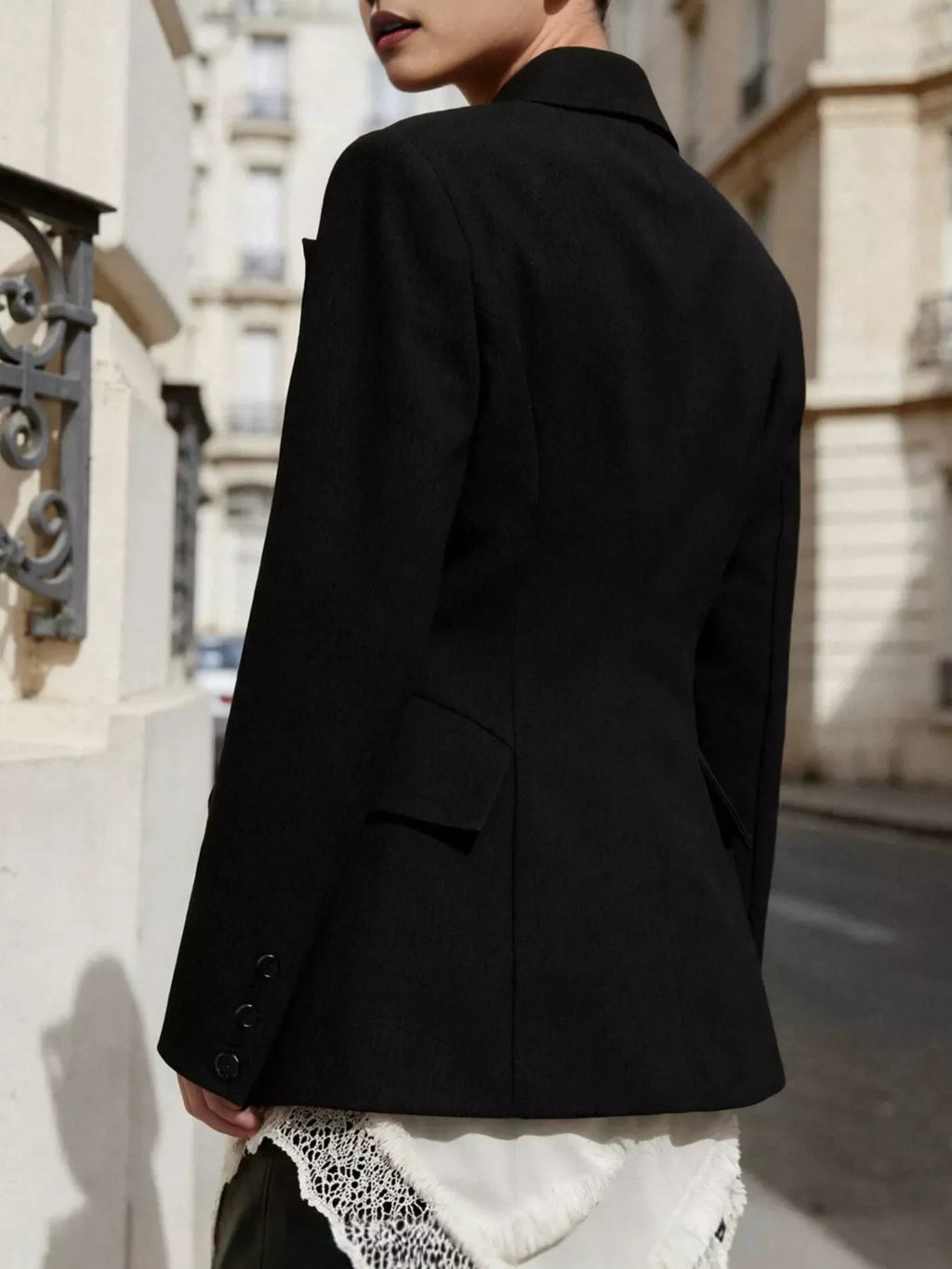 Double-Breasted Blazer with Flap Pockets