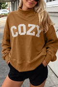 Gingham Letter Mock Neck Sweatshirt