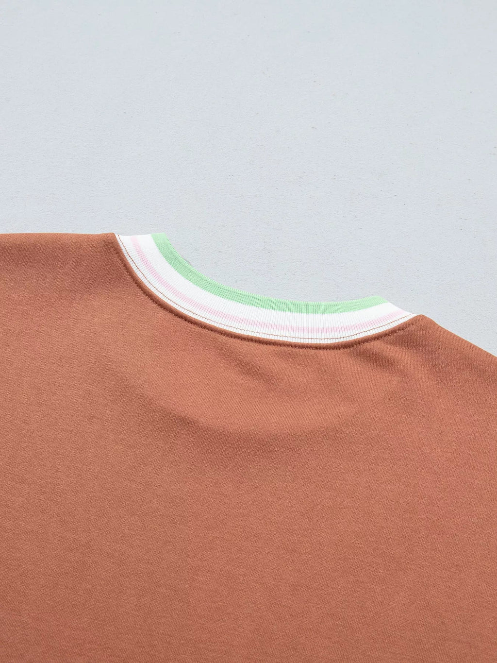 Contrast Striped Trim Baggy Pullover Sweatshirt