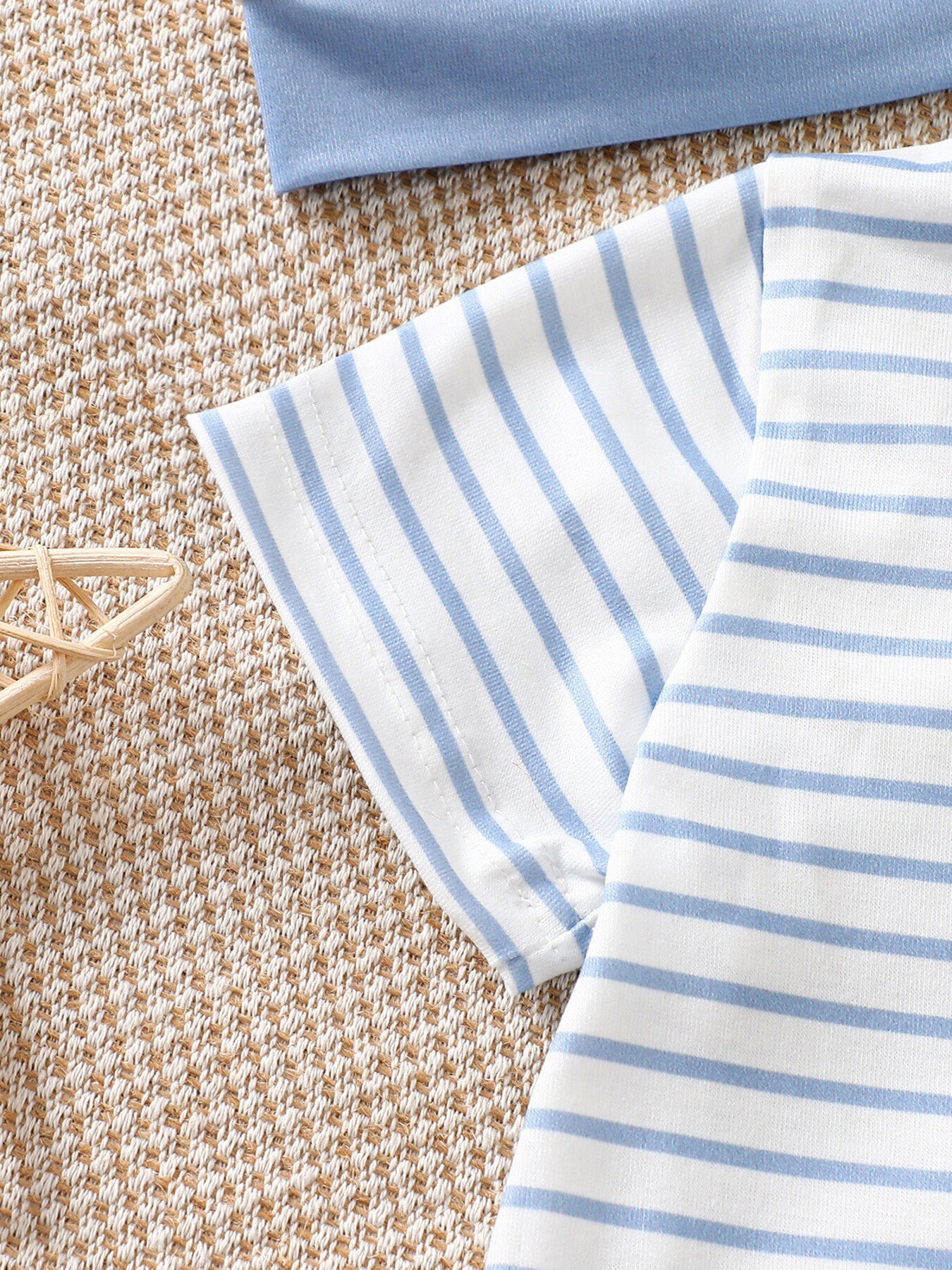 Children's Striped Bodysuit & Baseball Print Shorts & Hat 3-Piece Set