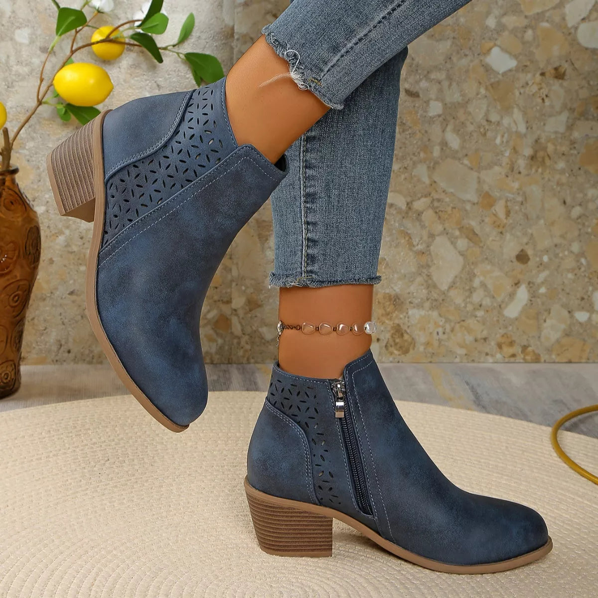 Point Toe Block Heels Boots