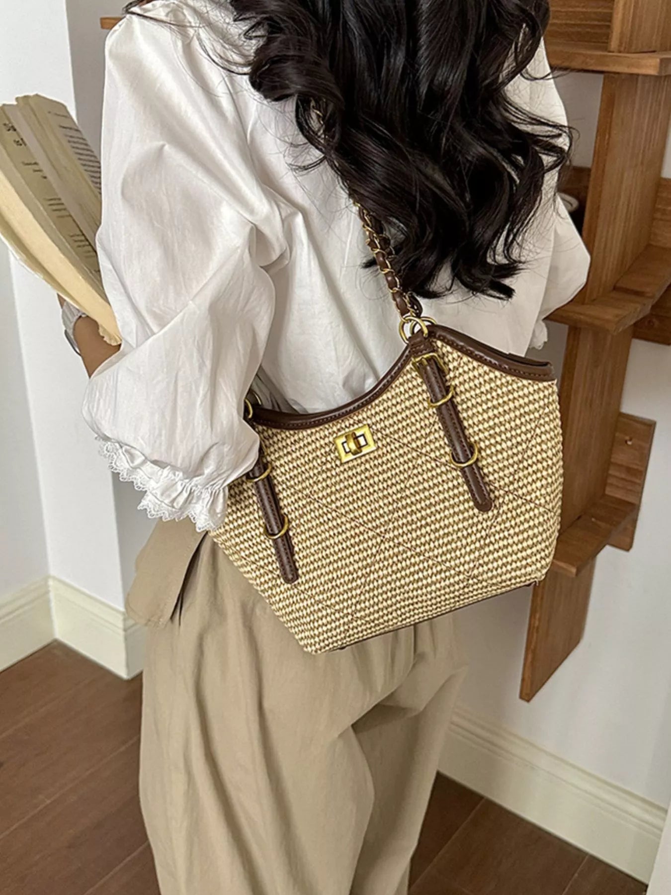 Vintage Woven Straw Crossbody Bag
