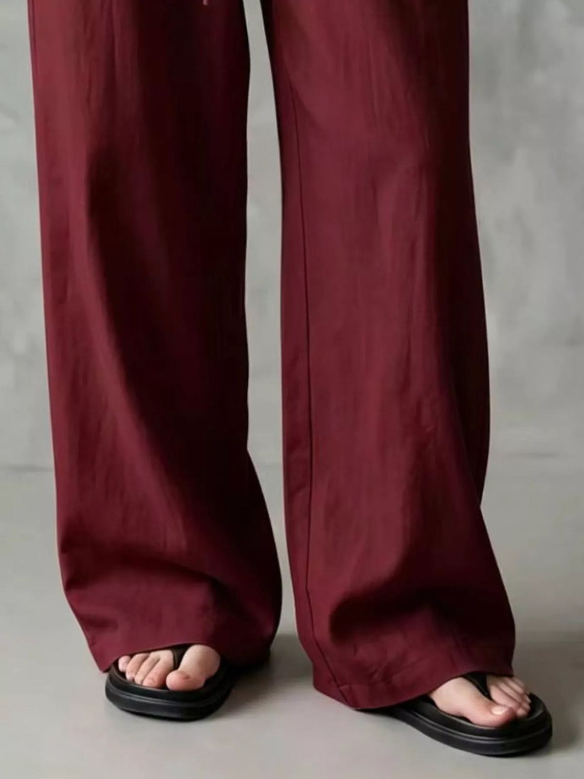 Full Size Drawstring Wide-Leg Casual Pants Plus Size