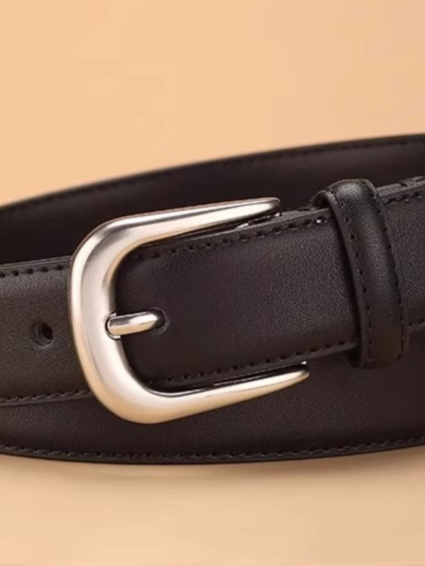 Classic Leather Belt with Silver Buckle