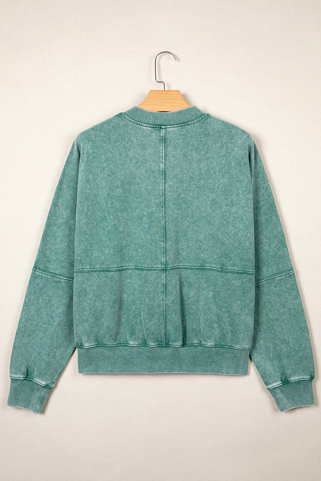 Evergreen Mineral Washed Zip Open-Front Jacket Style Cotton Sweatshirt