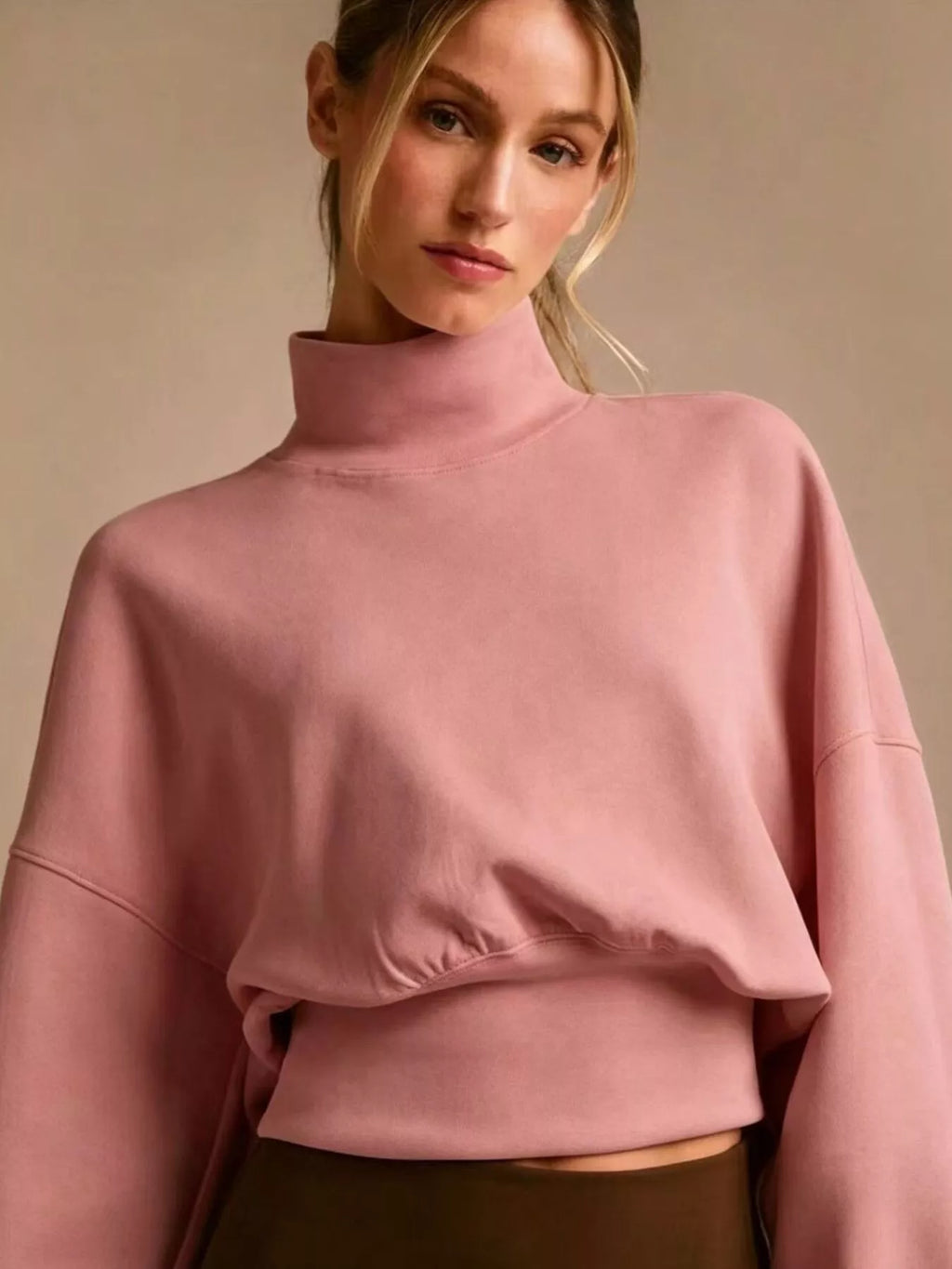 Turtleneck Dropped Shoulder Sweatshirt