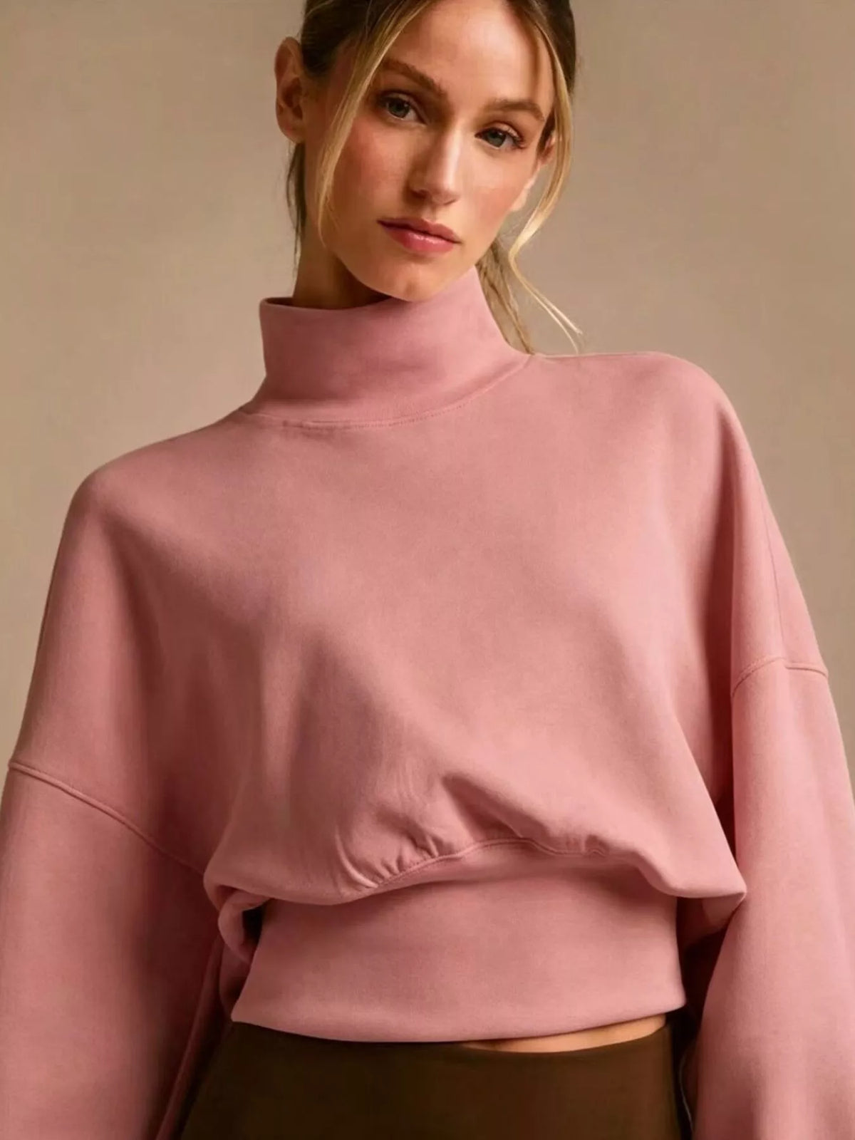 Turtleneck Dropped Shoulder Sweatshirt