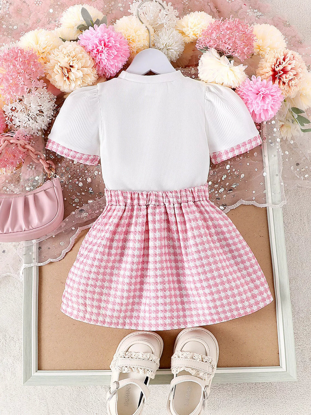 Children's Heart Short Sleeve Top and Skirt Set