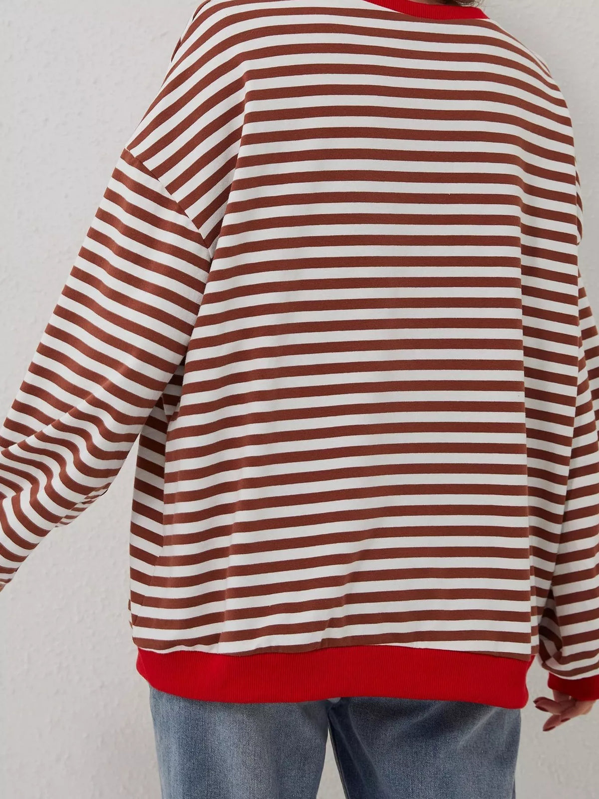 Striped Contrast Trim Oversized Sweatshirt