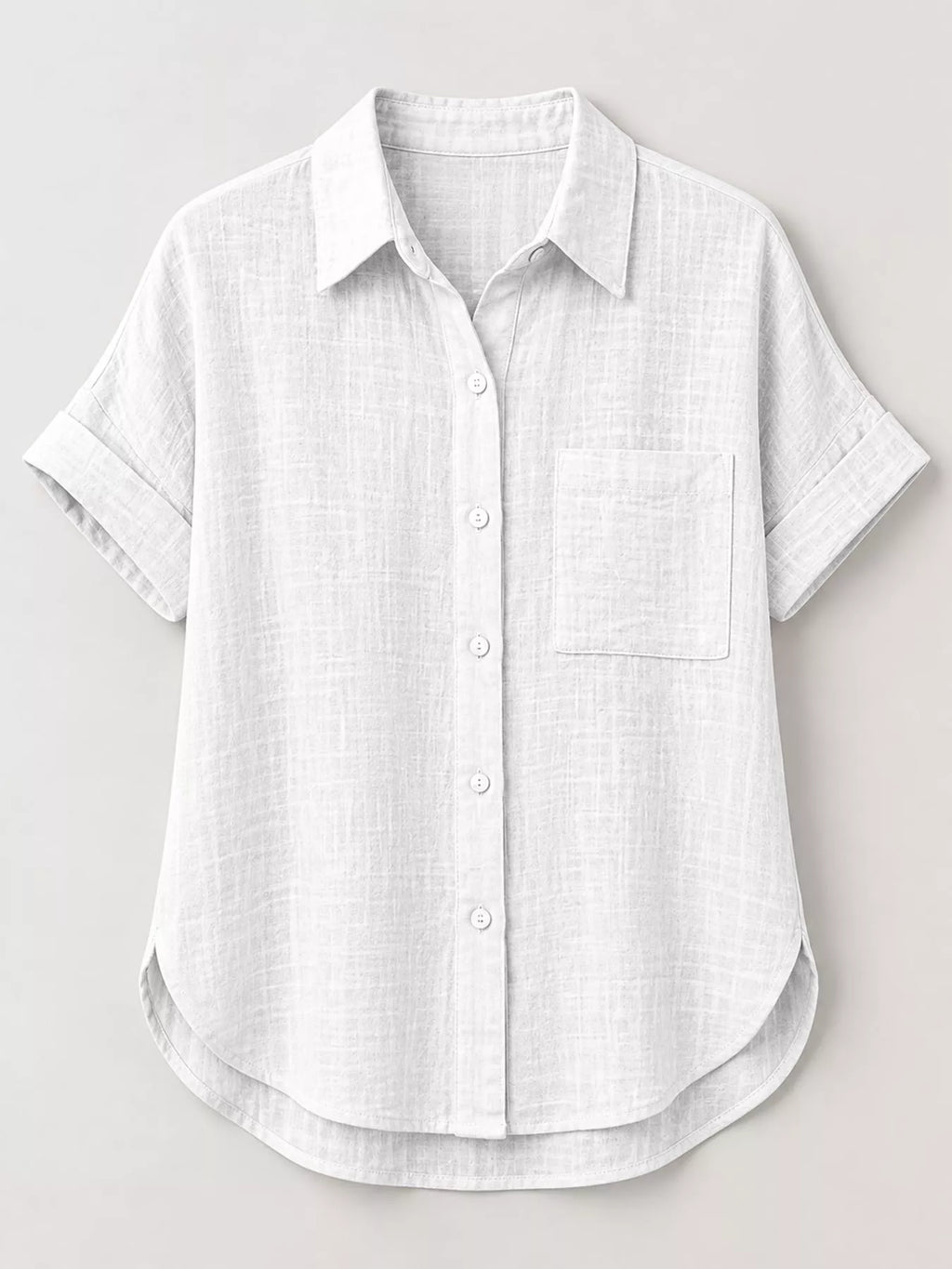Full Size Button Up Short Sleeve Shirt Plus Size