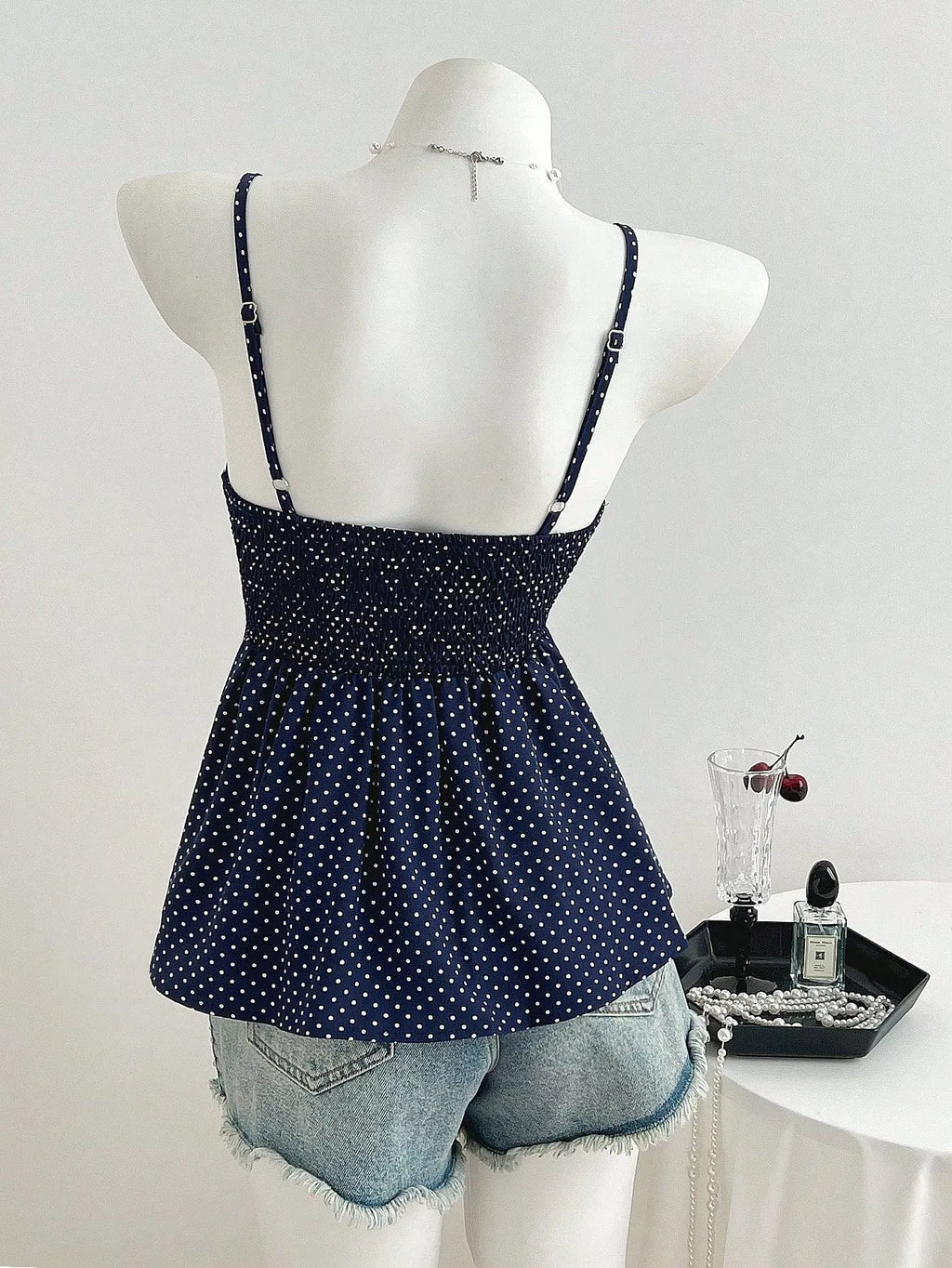 Polka Dot Peplum Cami