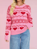 Heart Pattern Dropped Shoulder Sweater