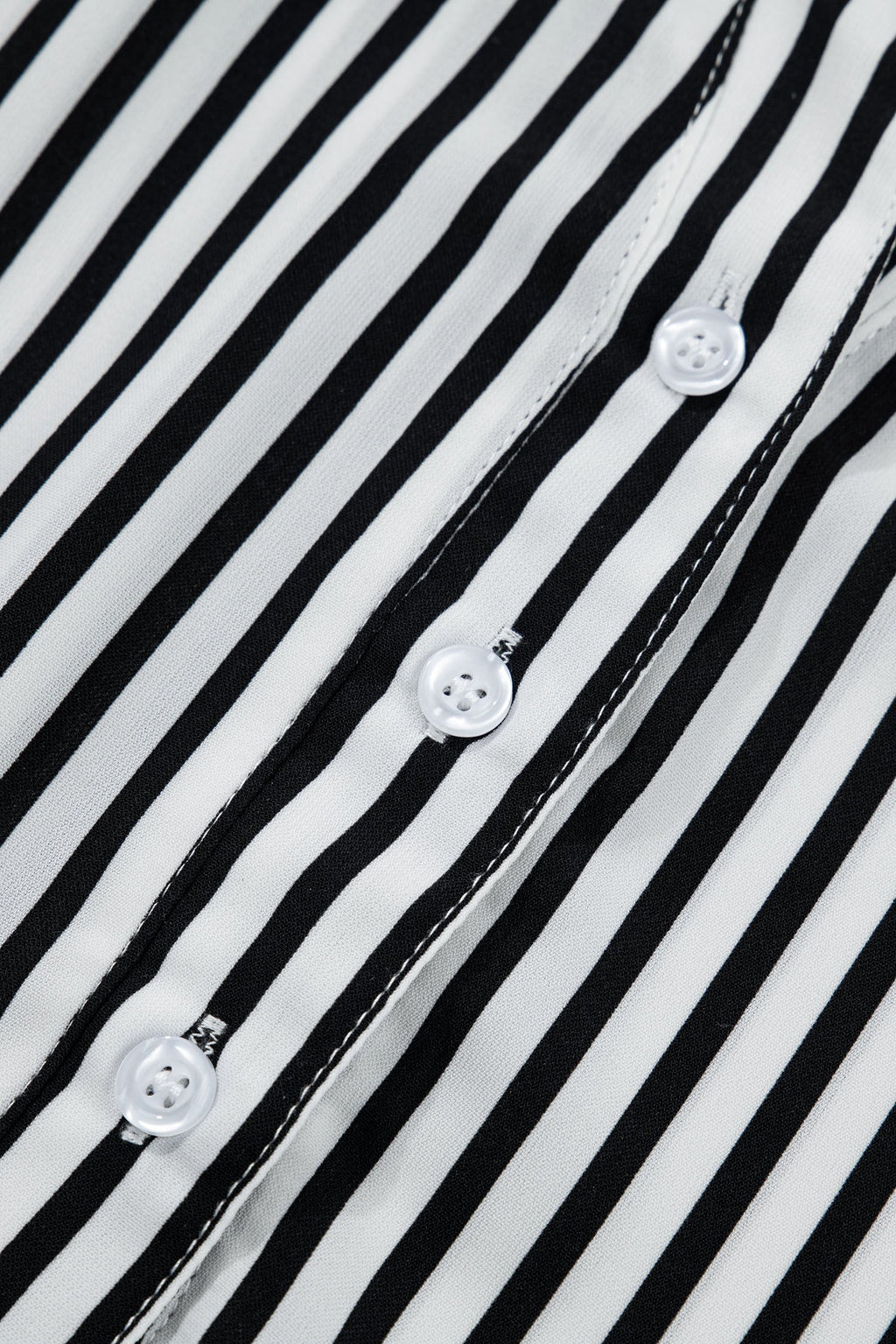 Black Striped Half Sleeve Button-Up Shirt