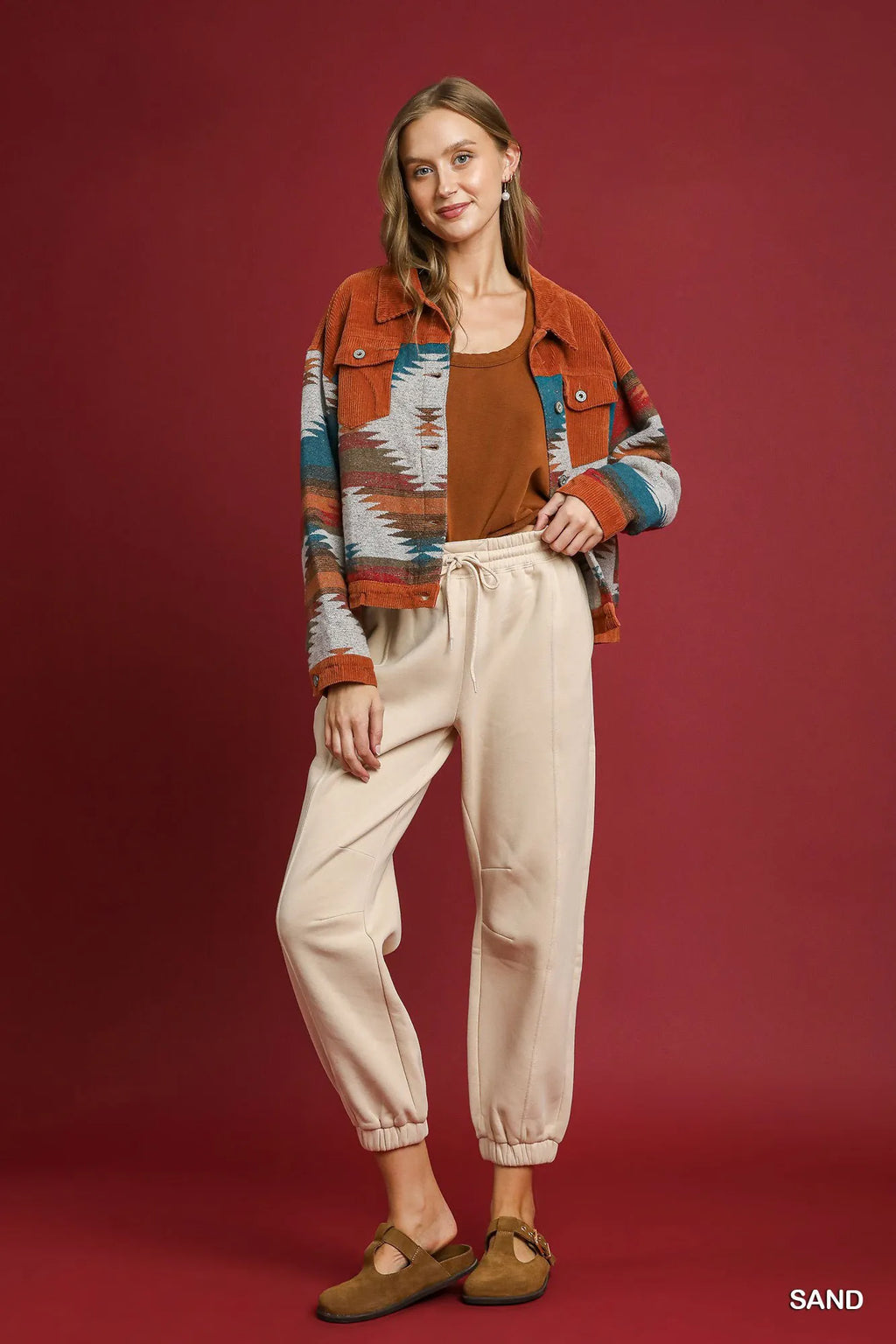 Umgee Fleece Jogger Pants with Drawstring