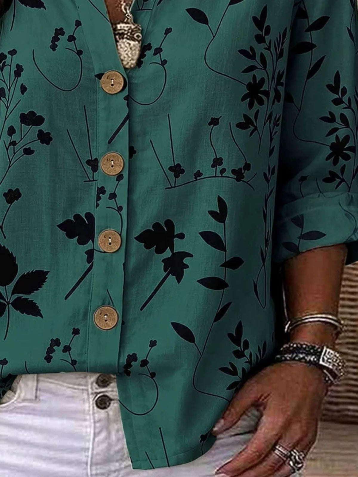 Notched Button Down Shirt