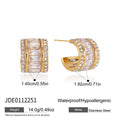 Three Row Zircon Hoop Earrings