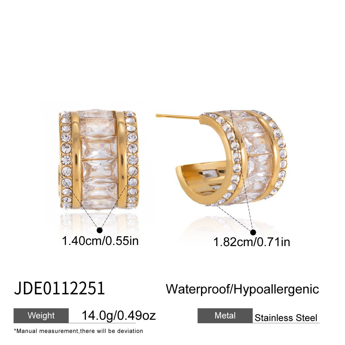 Three Row Zircon Hoop Earrings
