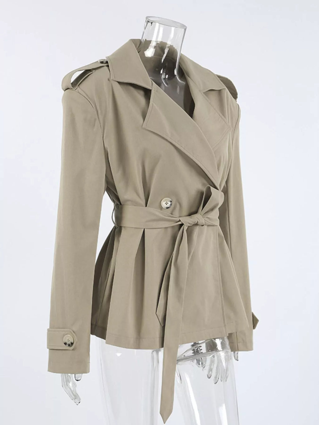 Chic Double-Breasted Belted Trench Coat