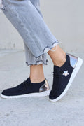 Star Detail Lace-Up Flat Sneakers