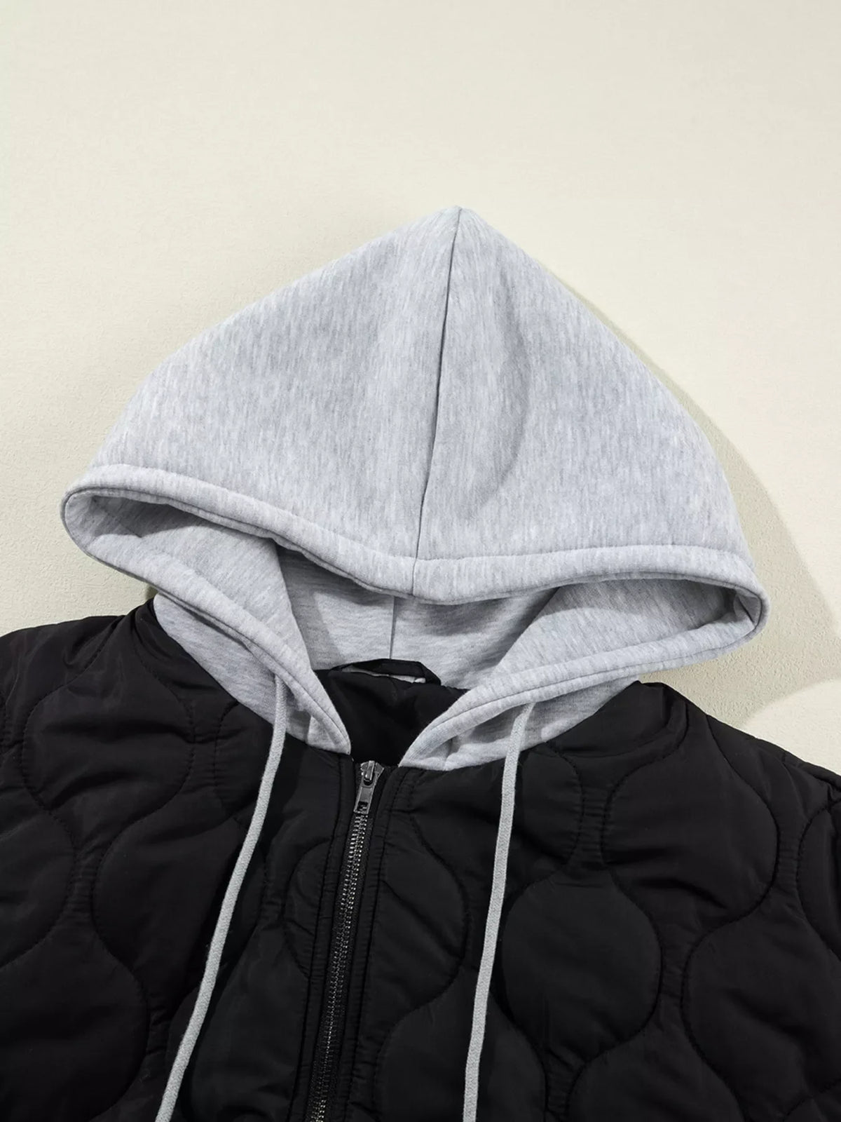 Quilted Drawstring Hooded Zip Up Puffer Vest