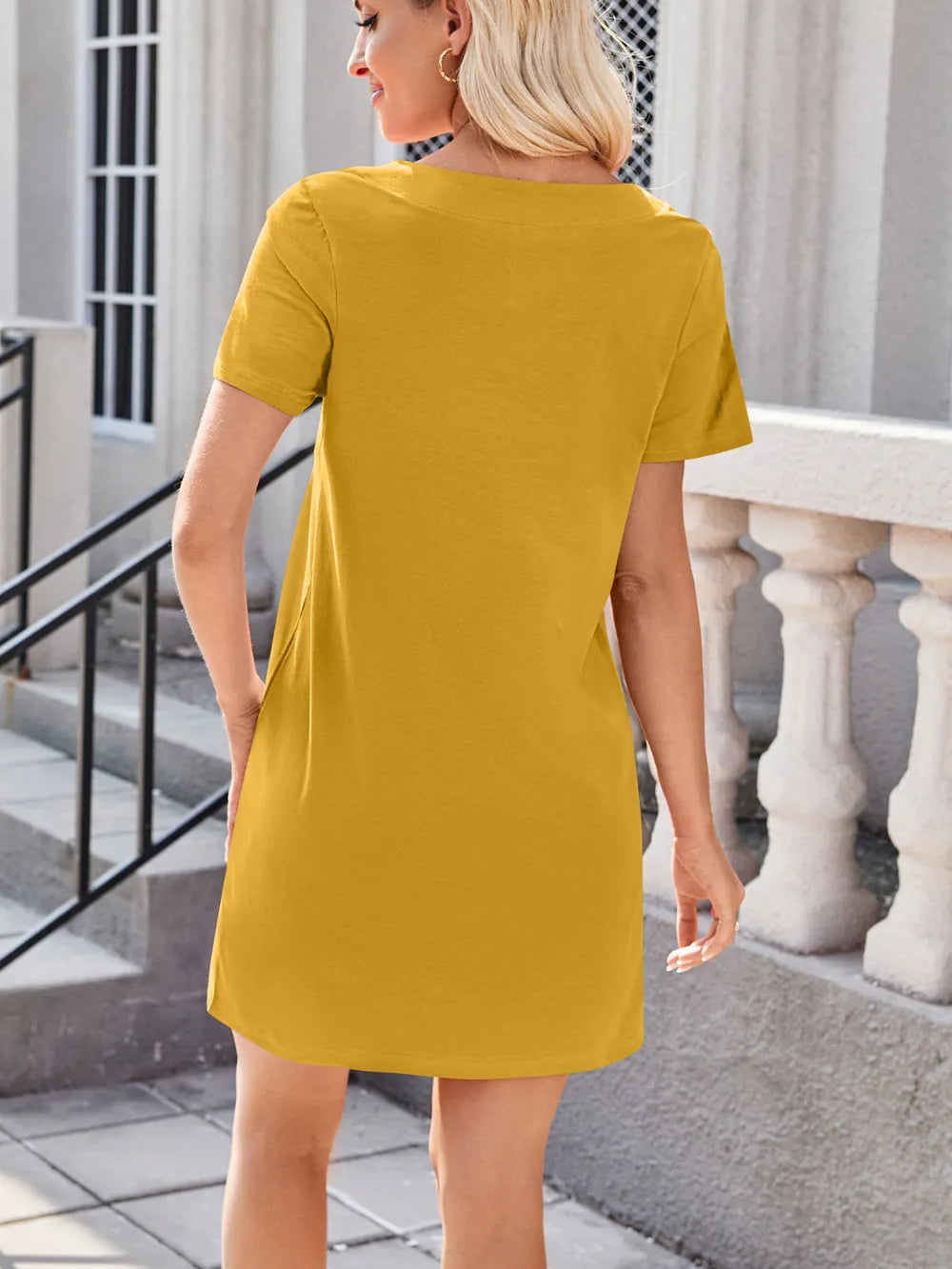 Lovelet Square Neck Short Sleeve Mini Tee Dress