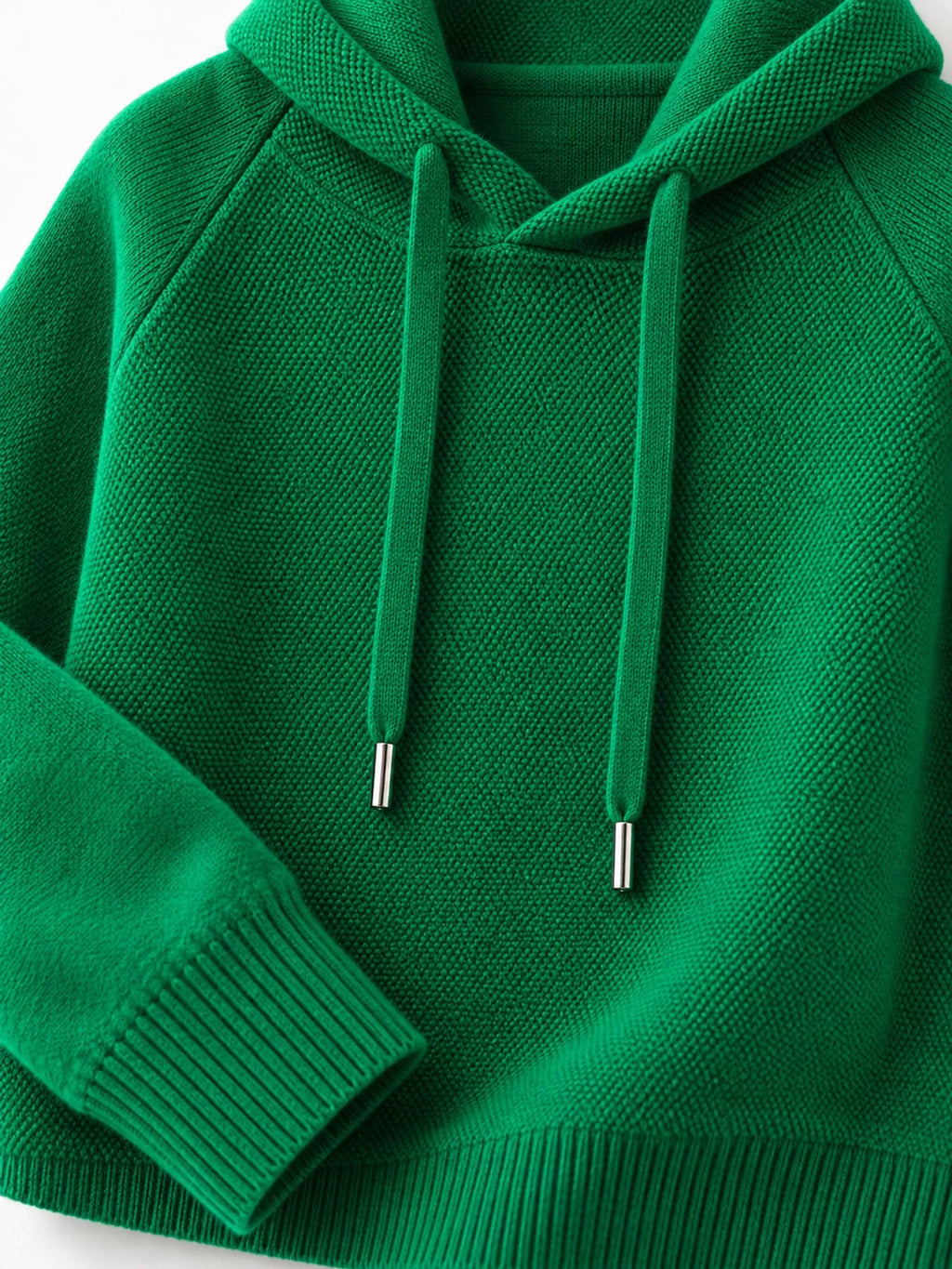 Drawstring Long Sleeve Hooded Knit Sweater