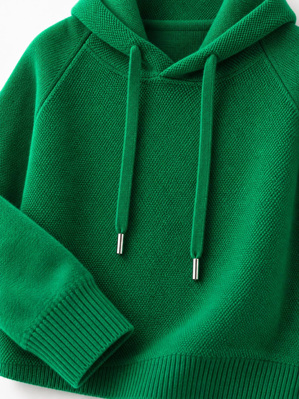 Drawstring Long Sleeve Hooded Knit Sweater