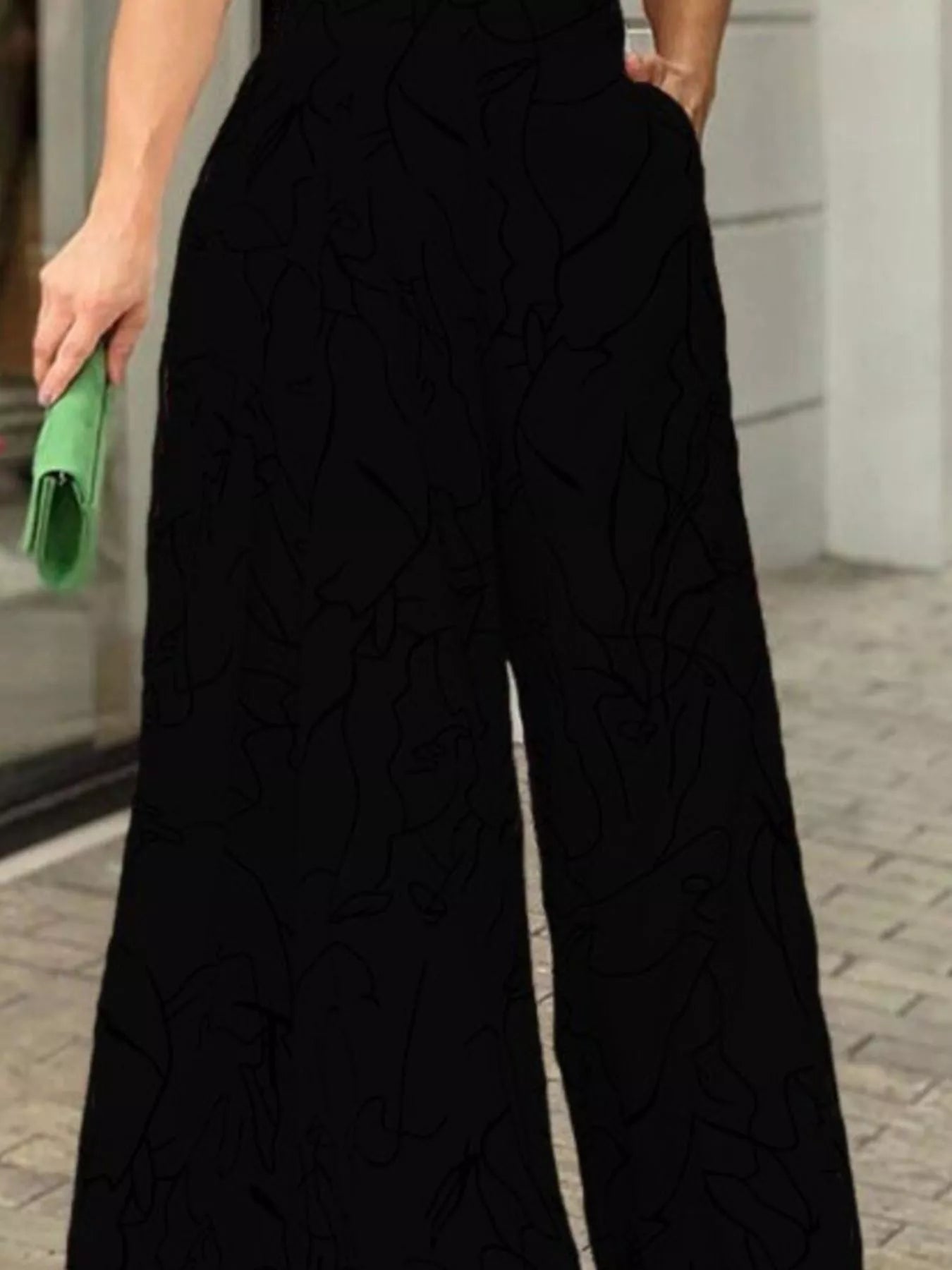 Halter Neck Abstract Print Wide Leg Jumpsuit