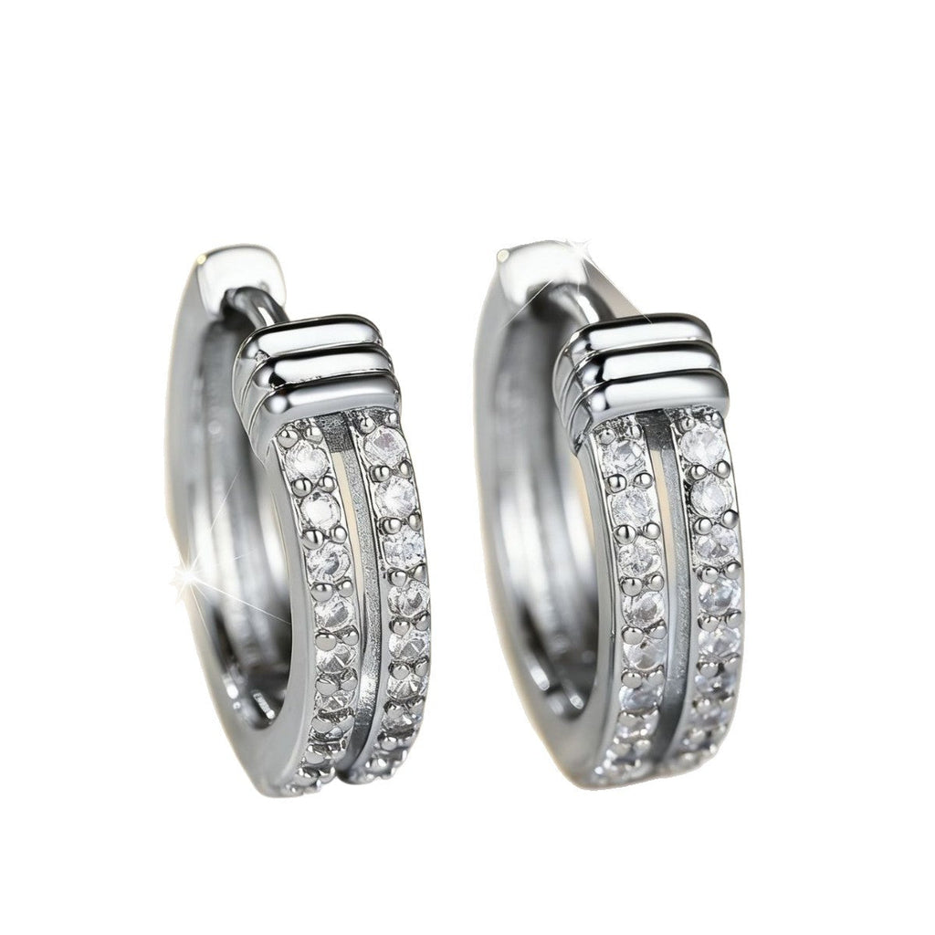 Light-luxury Double-row Fully Diamond Ear Clips