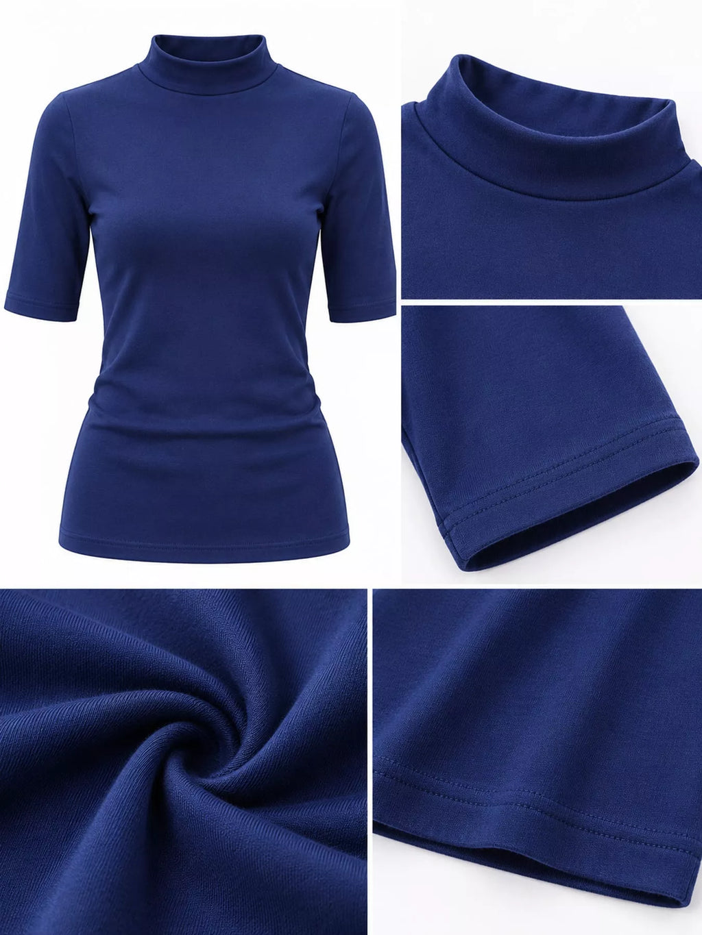 Full Size Mock Neck Half Sleeve T-Shirt Plus Size