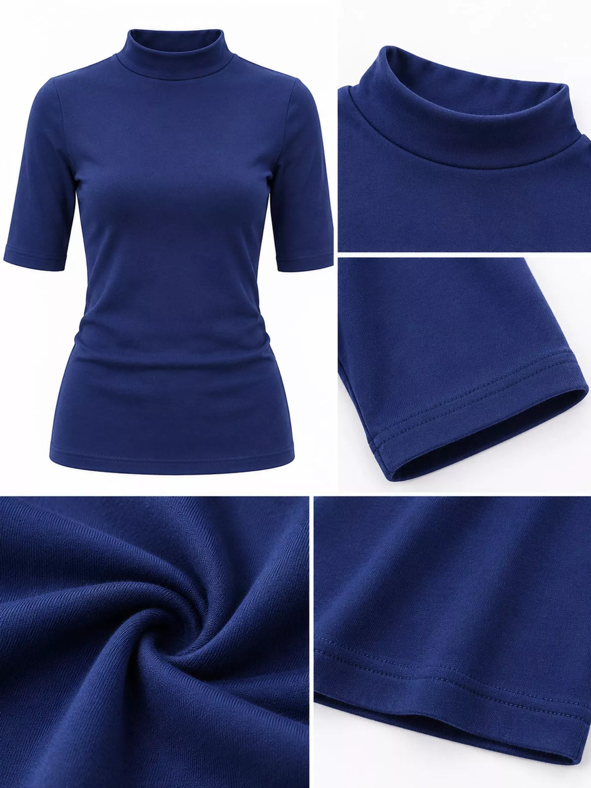 Full Size Mock Neck Half Sleeve T-Shirt Plus Size