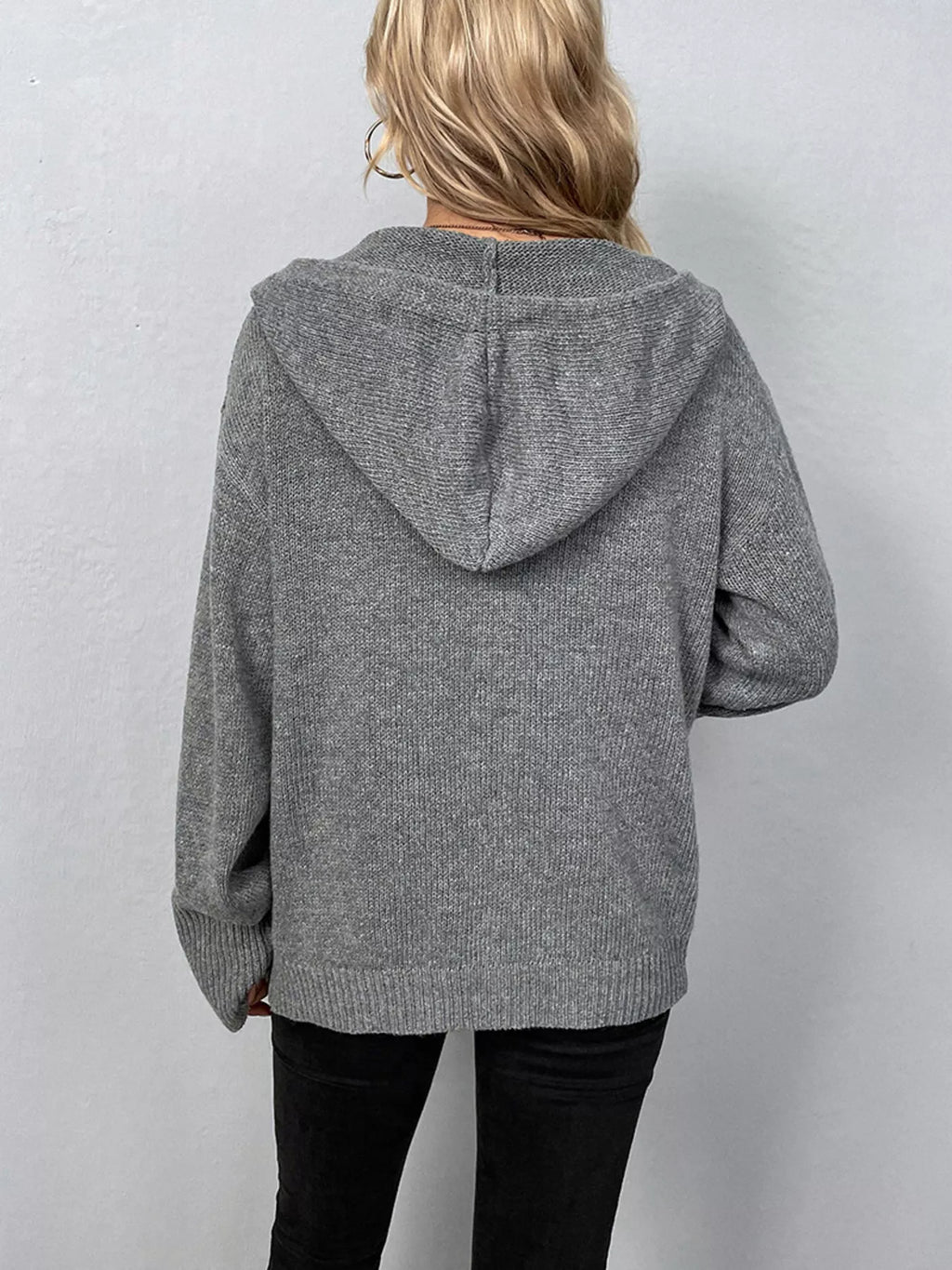 Cozy Knit Hooded Button-Down Cardigan