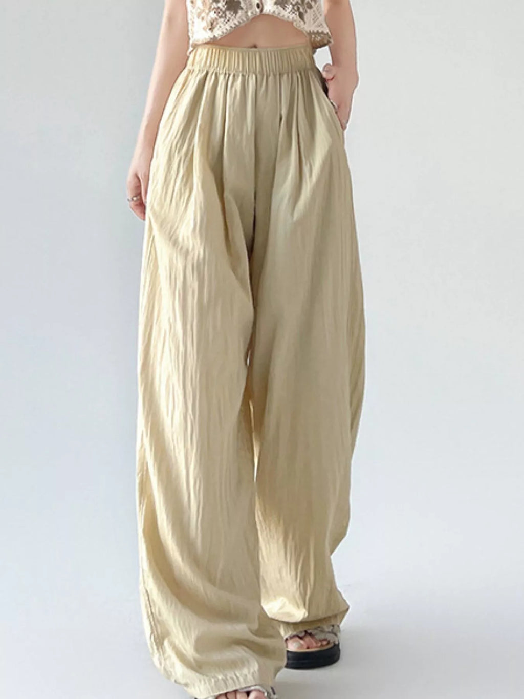 High-Waisted Loose Fit Wide-Leg Casual Pants