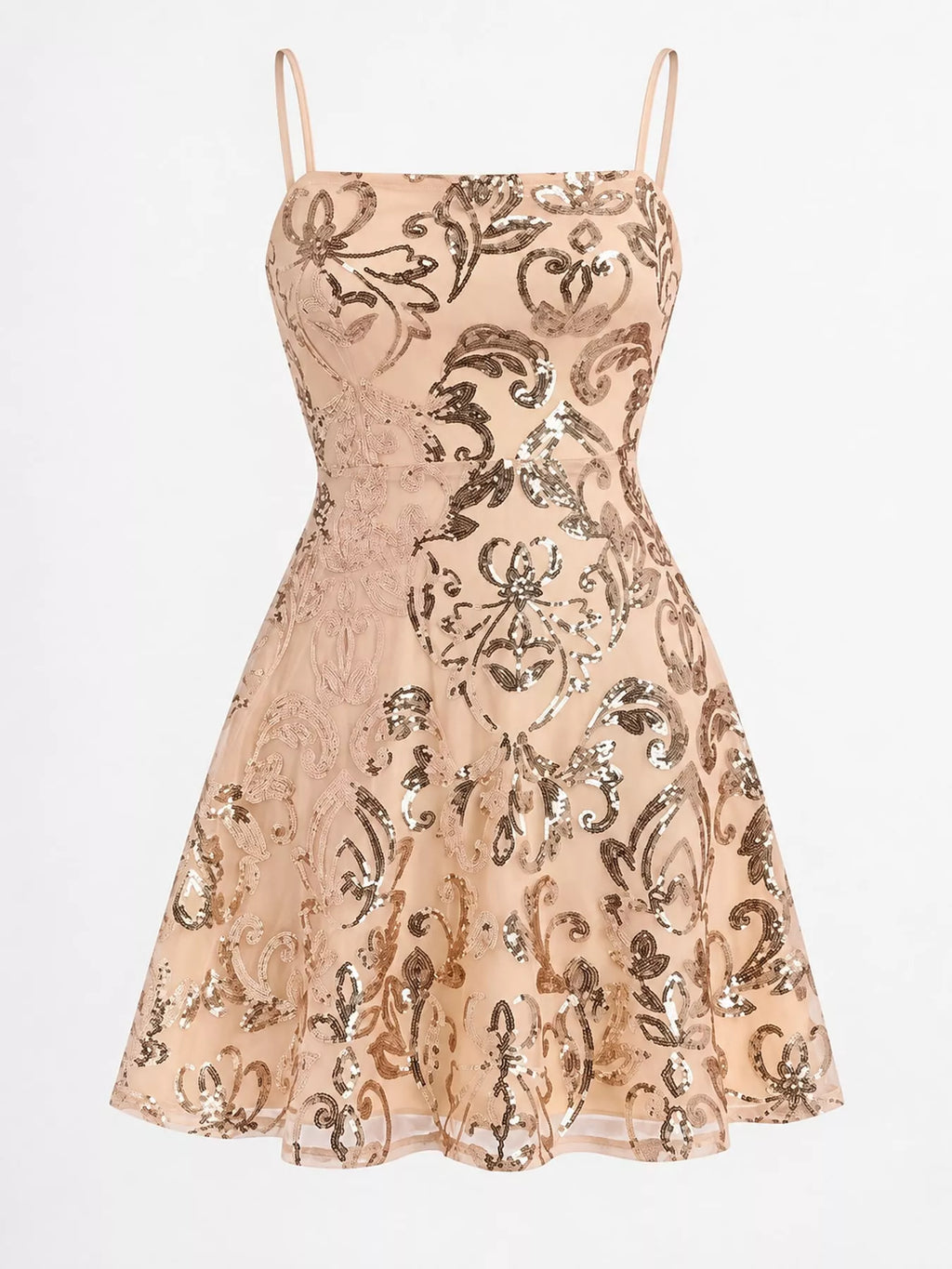 Sequin Square Neck Mini Dress