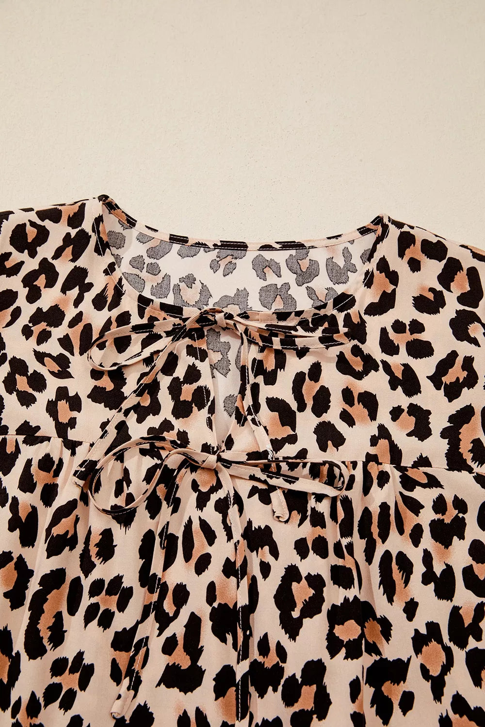 Leopard Print Tie-Neck Blouse