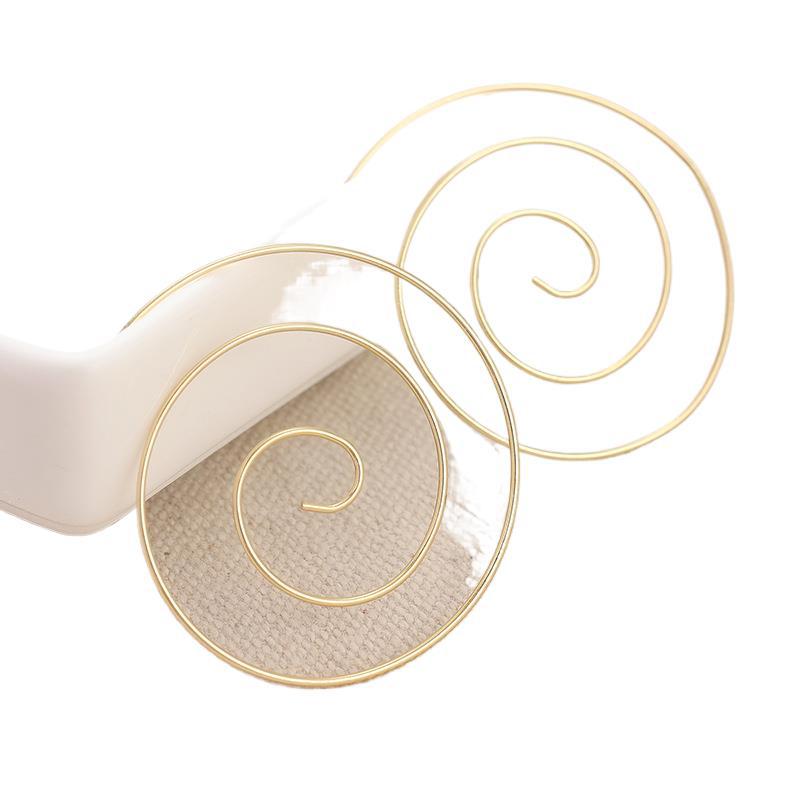 Minimalist Spiral Hoop Earrings Gold Tone Brass Women Lightweight Daily Casual Fashion Jewelry Elegant Versatile