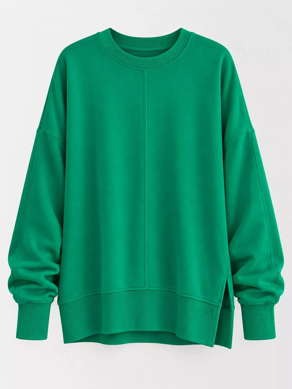 Oversized Crew Neck Sweatshirt with Side Slit