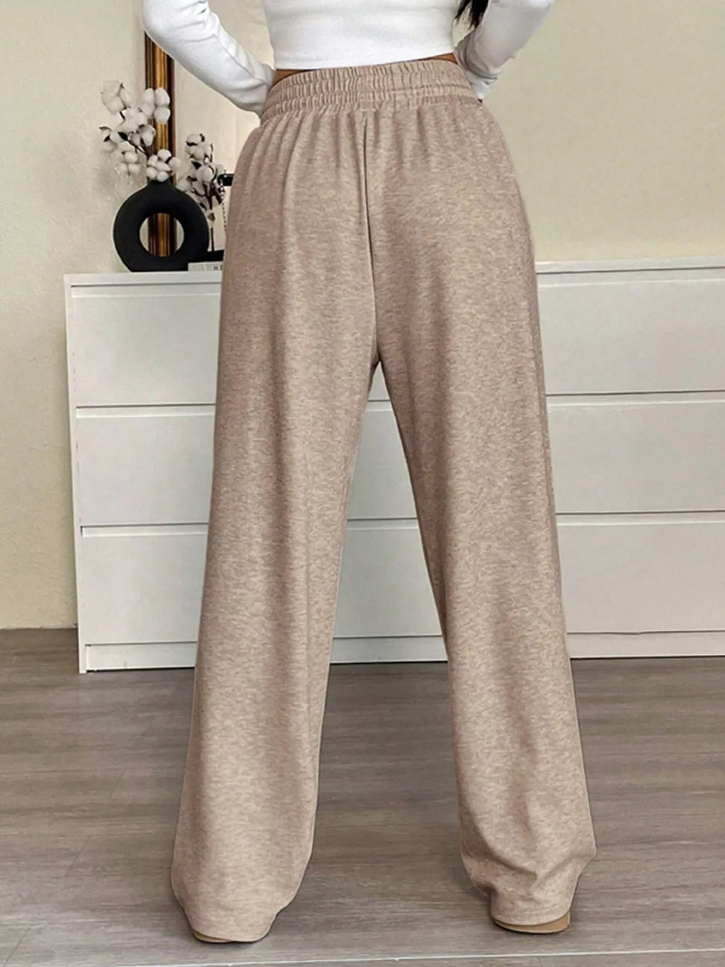 Full Size Drawstring High Waist Wide Leg Pants Plus Size