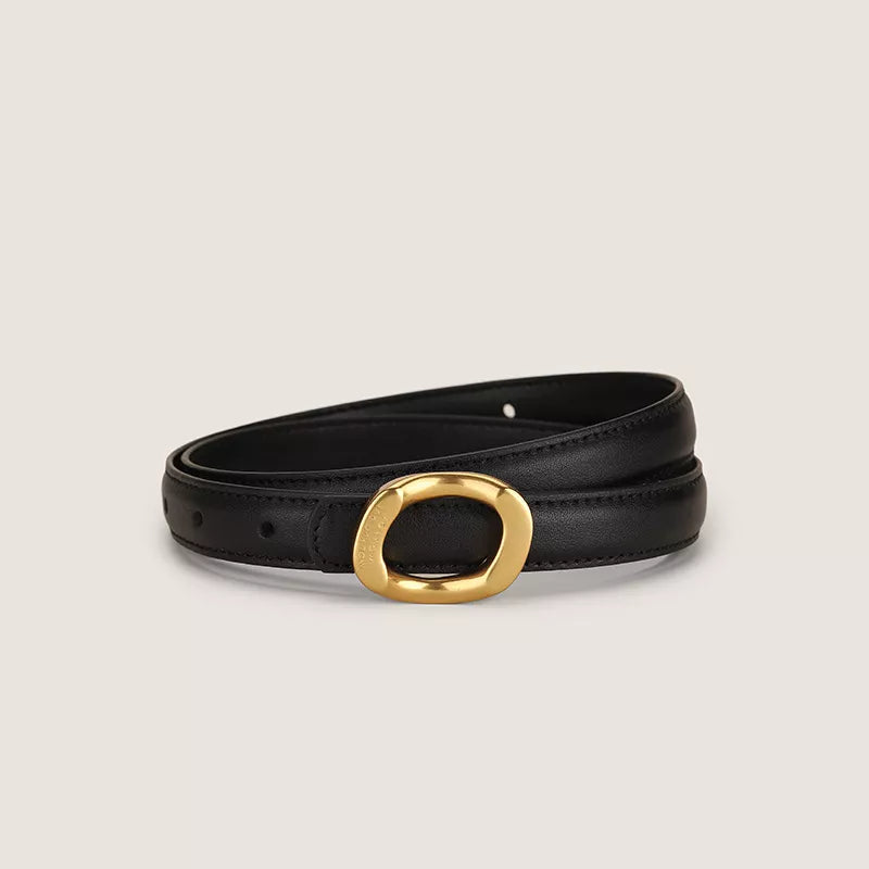 Gold Buckle Leather Belt