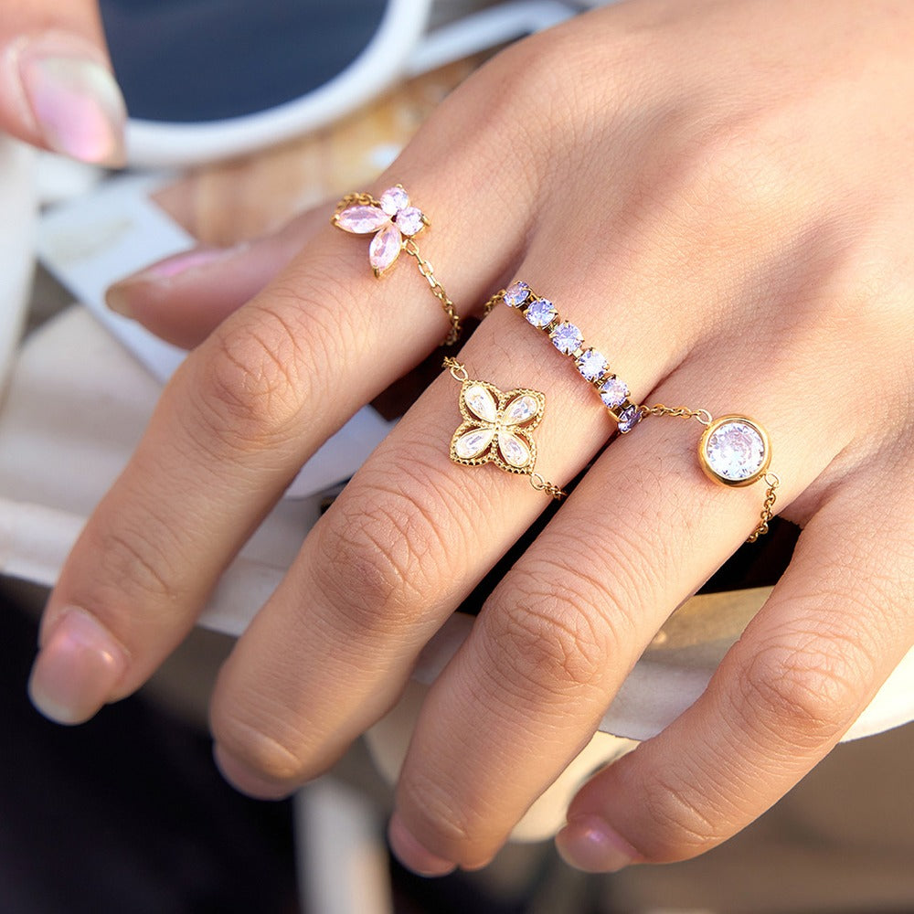 Adjustable Zircon Ring Collection