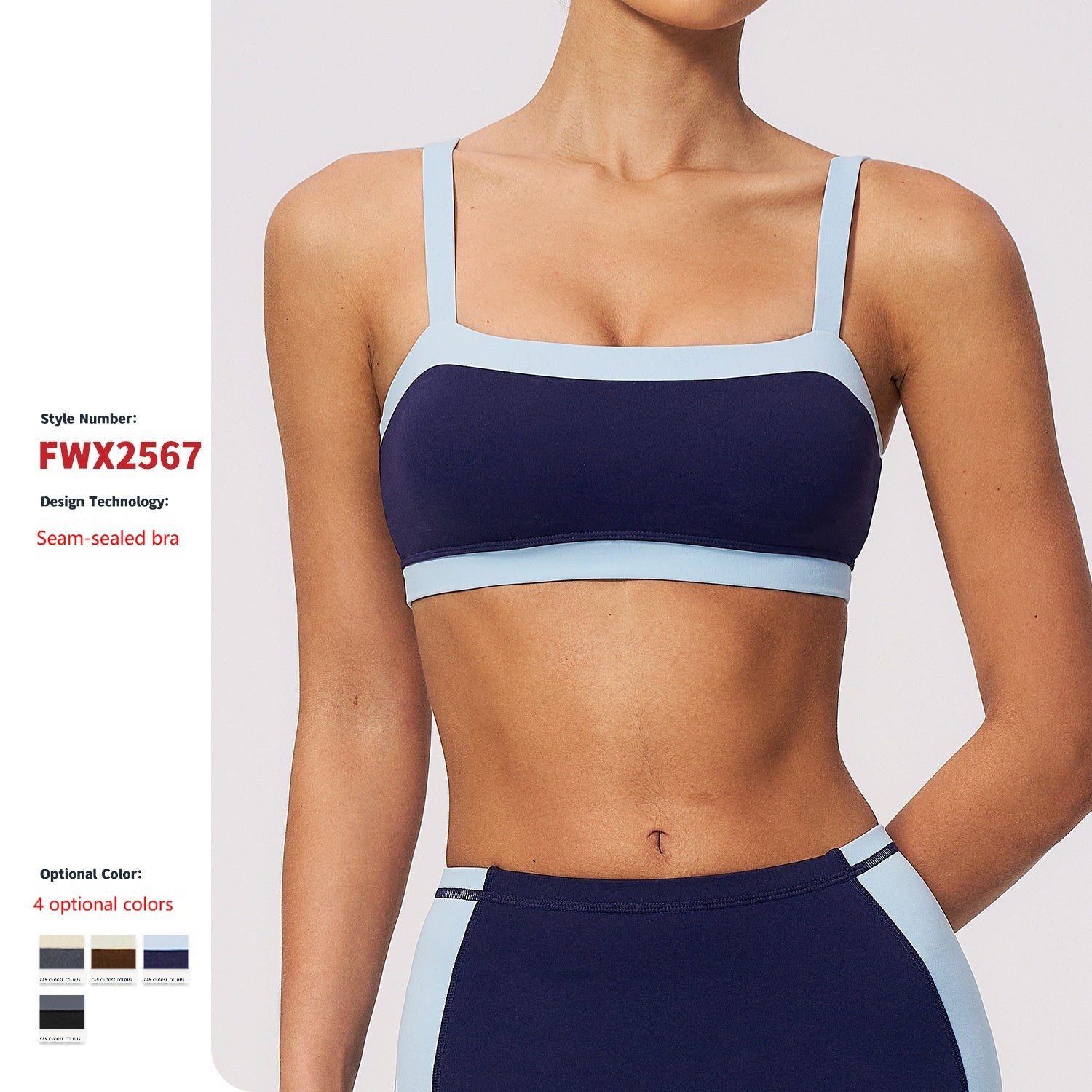 Womens Breathable Sweat Absorbent Color Block Trim Pilates Yoga Bra