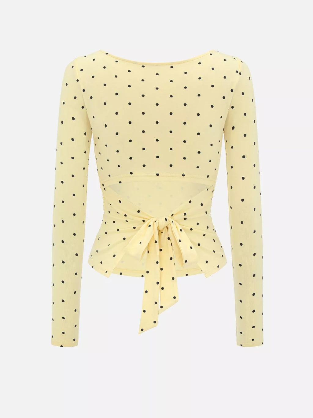 Long Sleeve Polka Dot Tie Back T-Shirt
