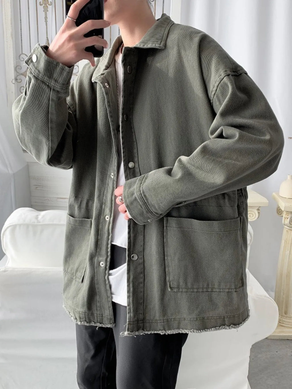 Men's Button Up Long Sleeve Jacket