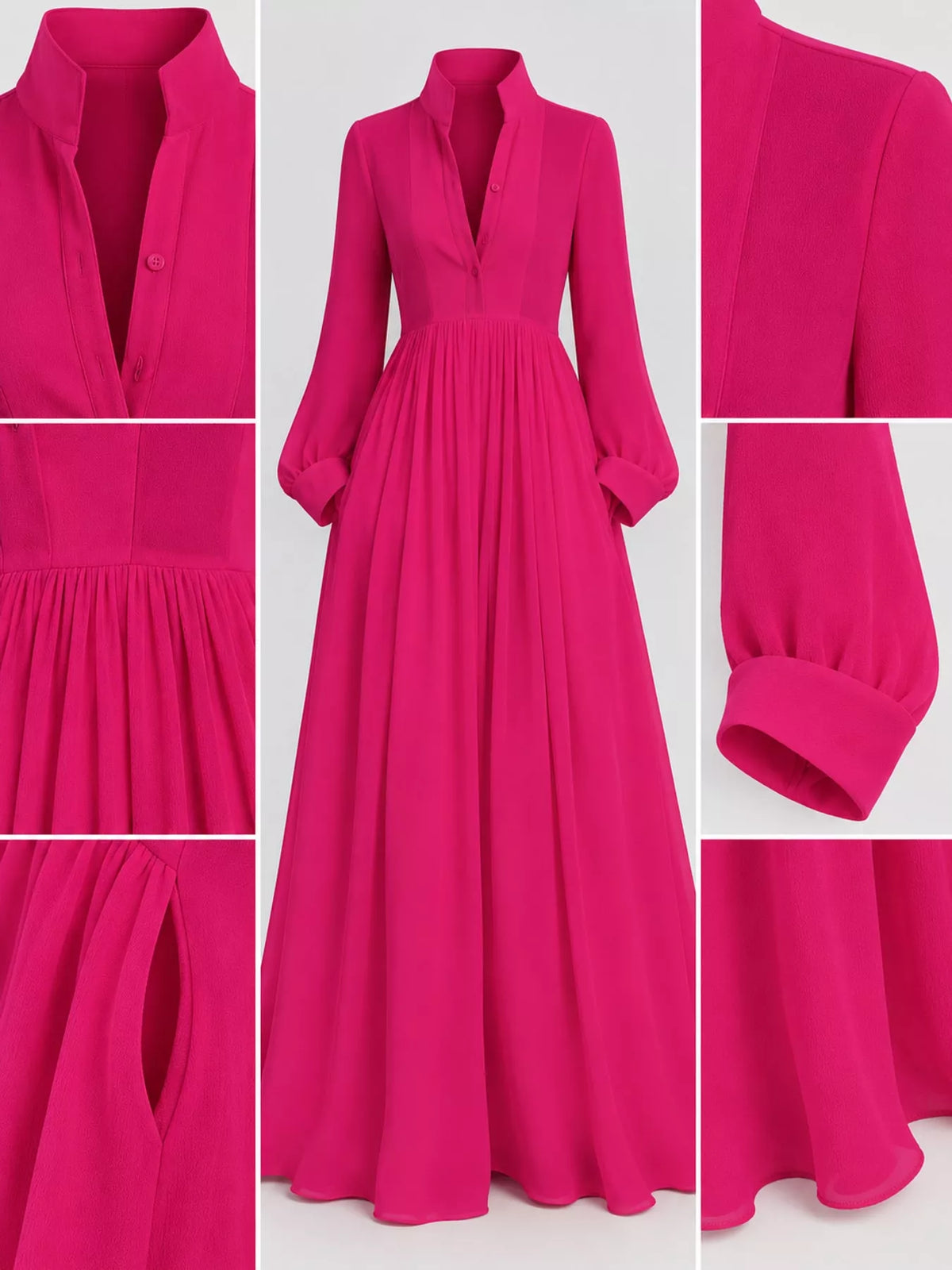 Full Size Long-Sleeve Button Front Maxi Dress Plus Size