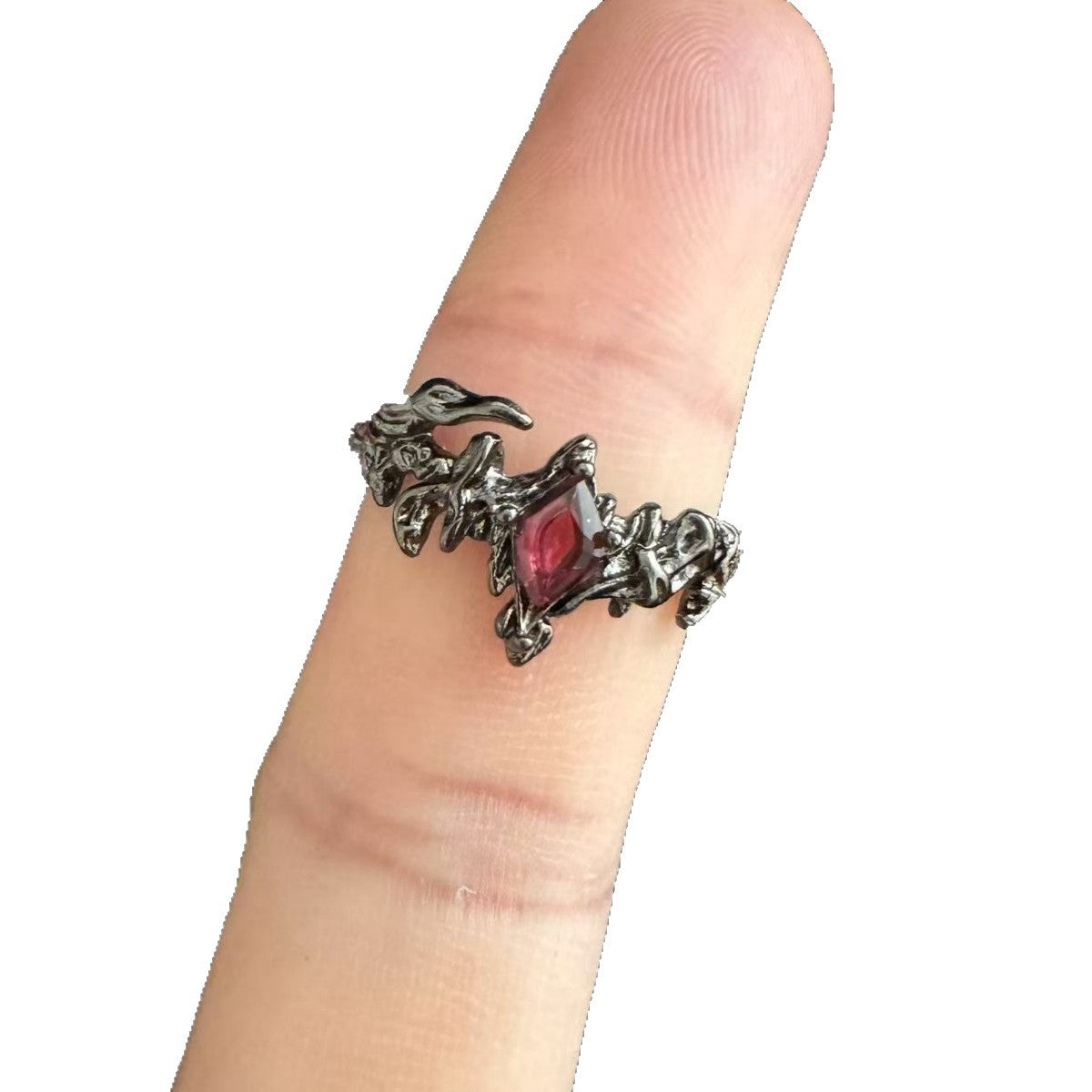 Red Diamond Dark-Style Dragon Claw Ring